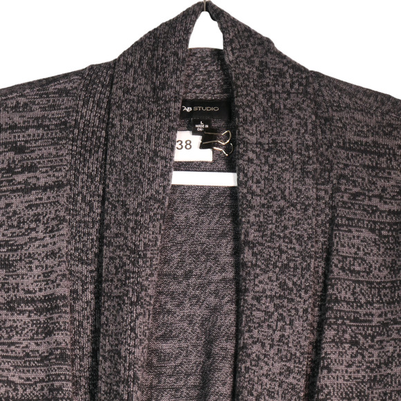 AB Cardigan Sweater Womens Large Gray Knit Waterfall Casual Cozy Minimalist - Picture 3 of 6